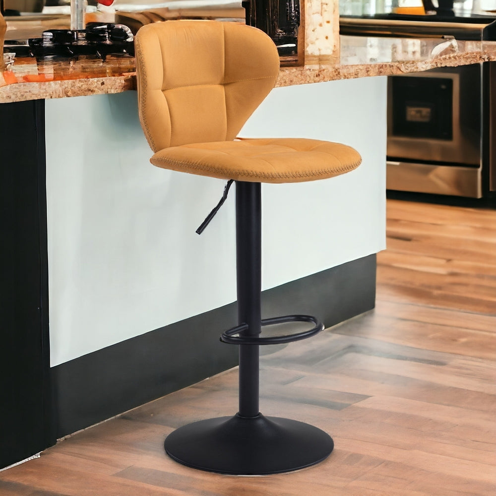 24" Yellow And Black Steel Swivel Low Back Counter Height Bar Chair Image 2