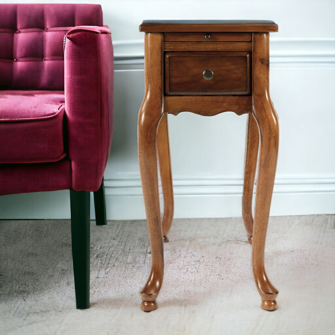 25" Brown Solid And Manufactured Wood Rectangular End Table With Drawer Image 9