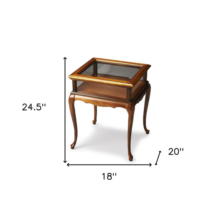 25" Medium Brown Glass Rectangular End Table Image 3