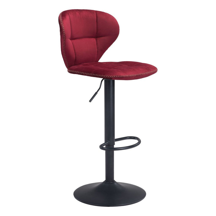 24" Red And Black Steel Swivel Low Back Counter Height Bar Chair Image 3