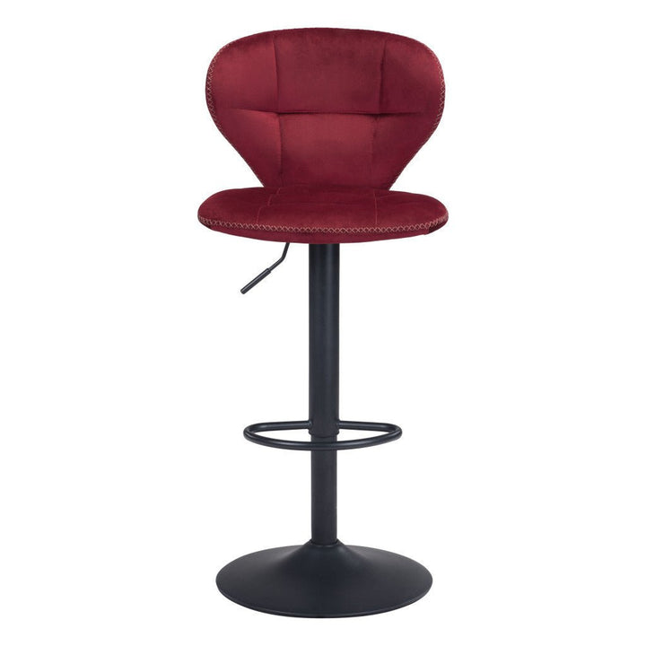 24" Red And Black Steel Swivel Low Back Counter Height Bar Chair Image 4