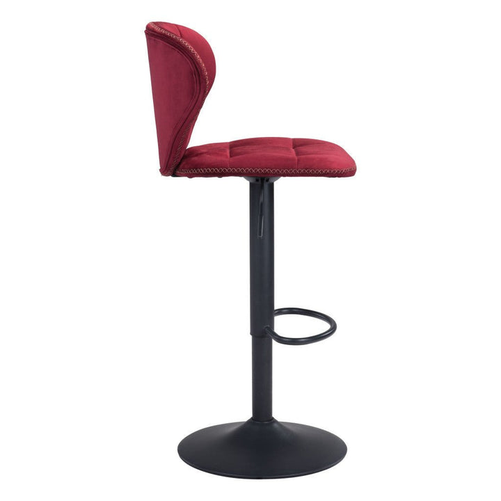 24" Red And Black Steel Swivel Low Back Counter Height Bar Chair Image 9