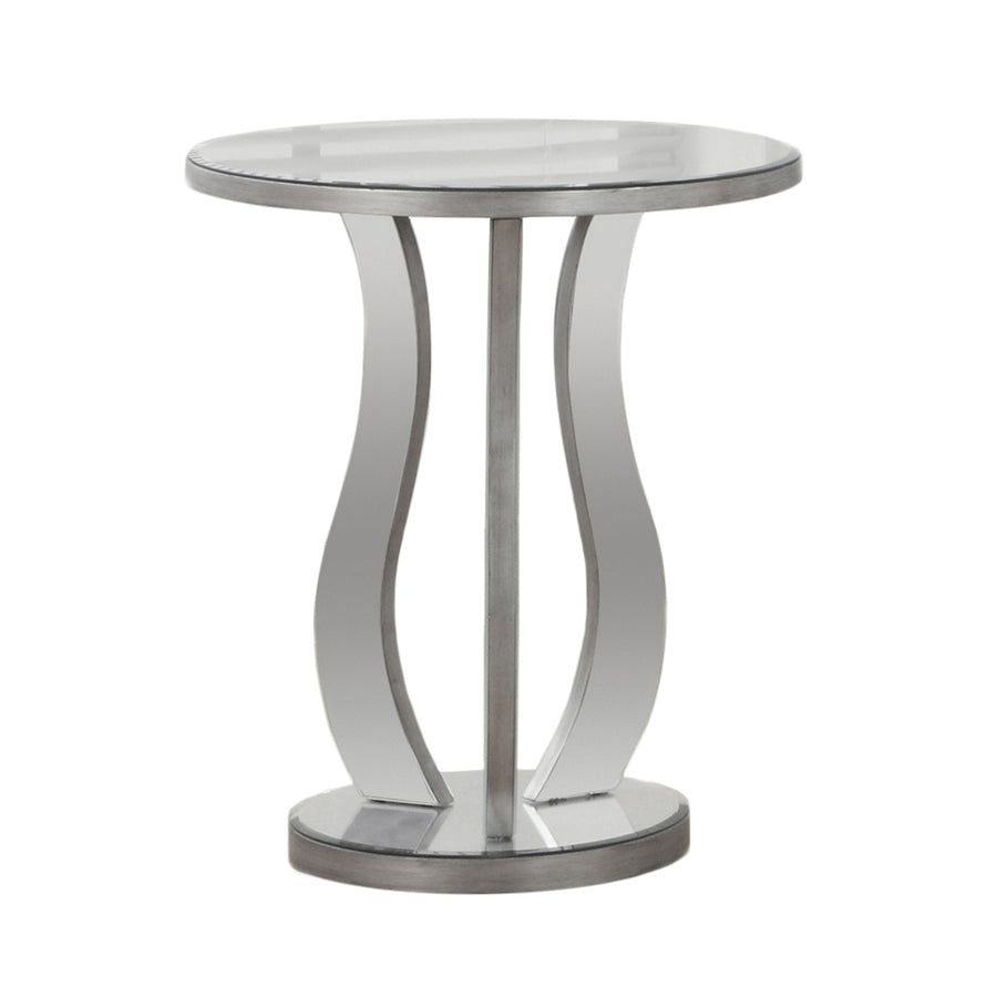 24" Silver Glass Round End Table Image 1