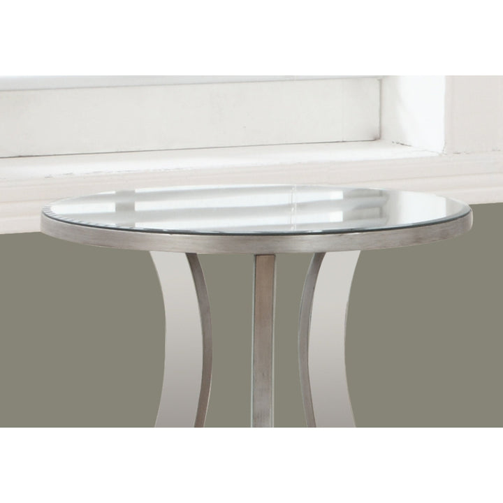 24" Silver Glass Round End Table Image 2