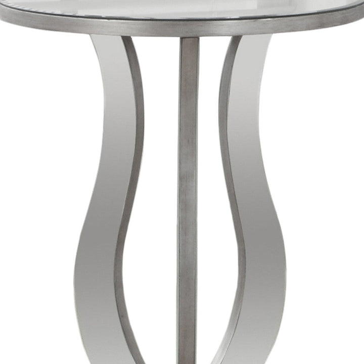 24" Silver Glass Round End Table Image 6