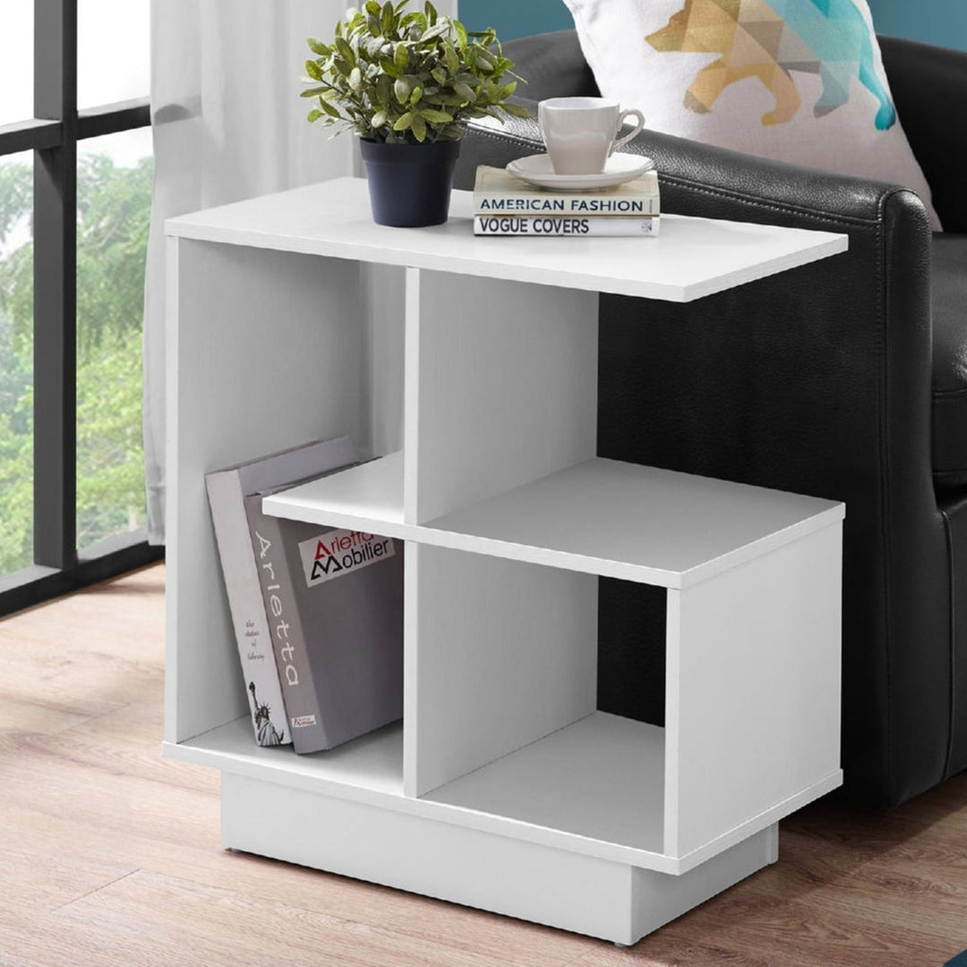 24" White End Table With Four Shelves Image 4