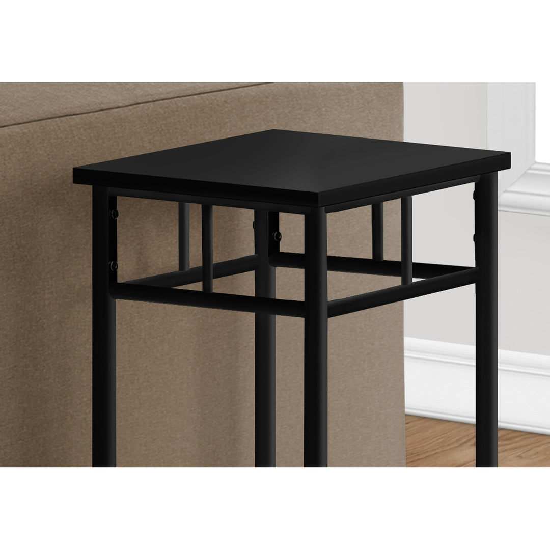 28" Black Square End Table With Shelf Image 3