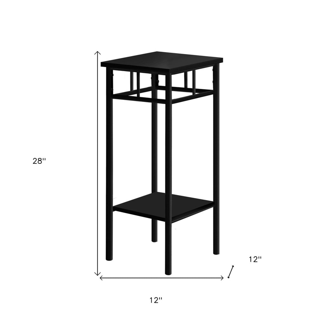 28" Black Square End Table With Shelf Image 5