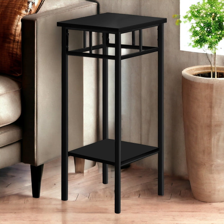 28" Black Square End Table With Shelf Image 6