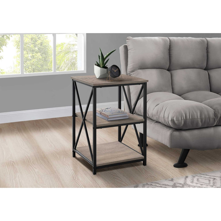 26" Rectangular Dark Taupe Black Metal Accent Table Image 3