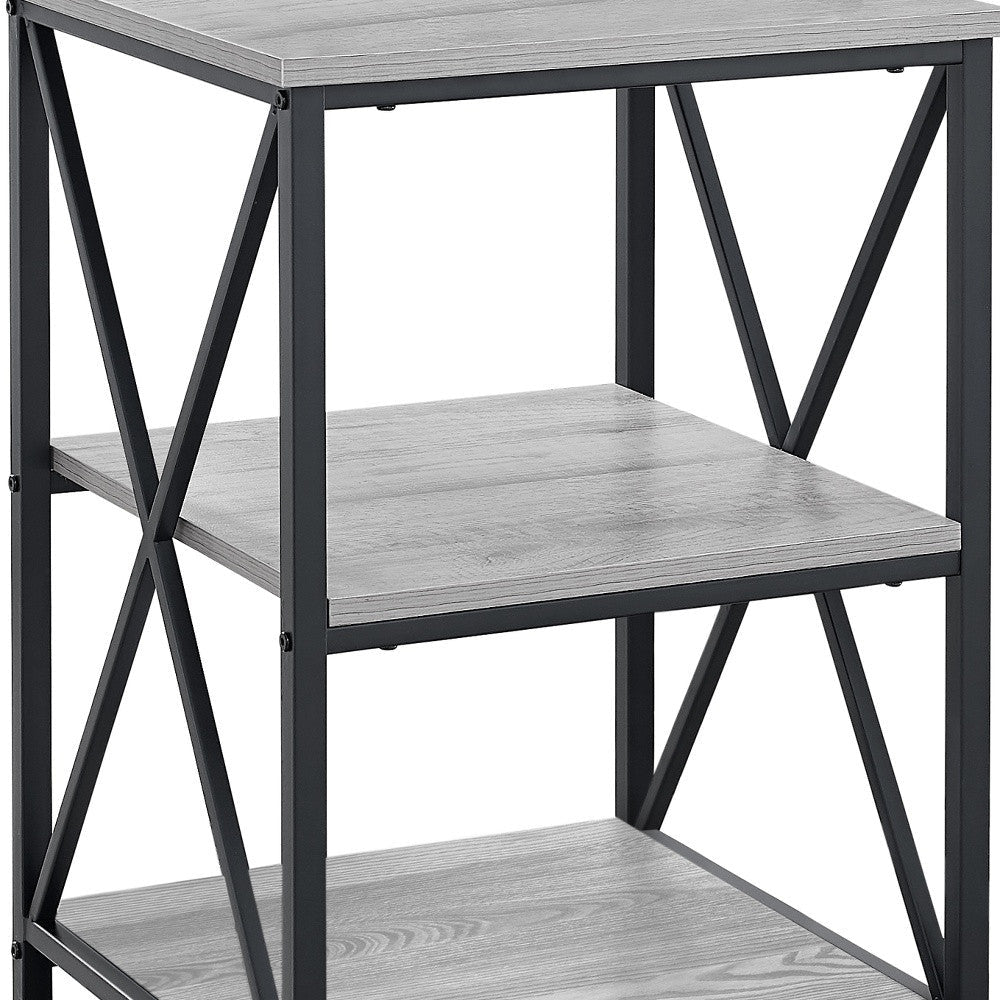 26" Rectangular Grey Black Metal Accent Table Image 5