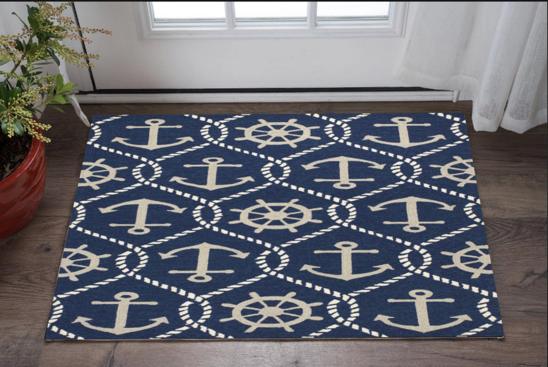 3 X 5 Navy Blue Hand Tufted Area Rug Image 6