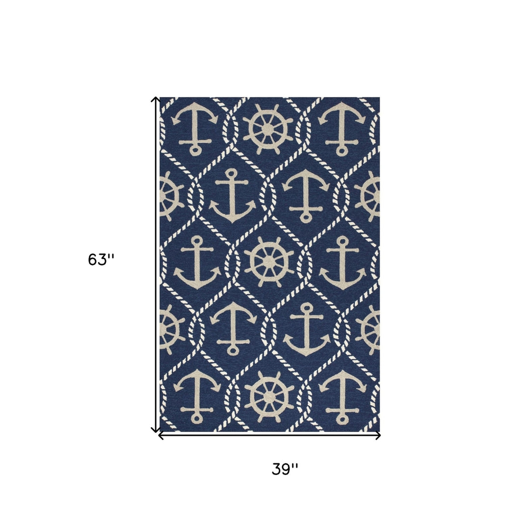 3 X 5 Navy Blue Hand Tufted Area Rug Image 8