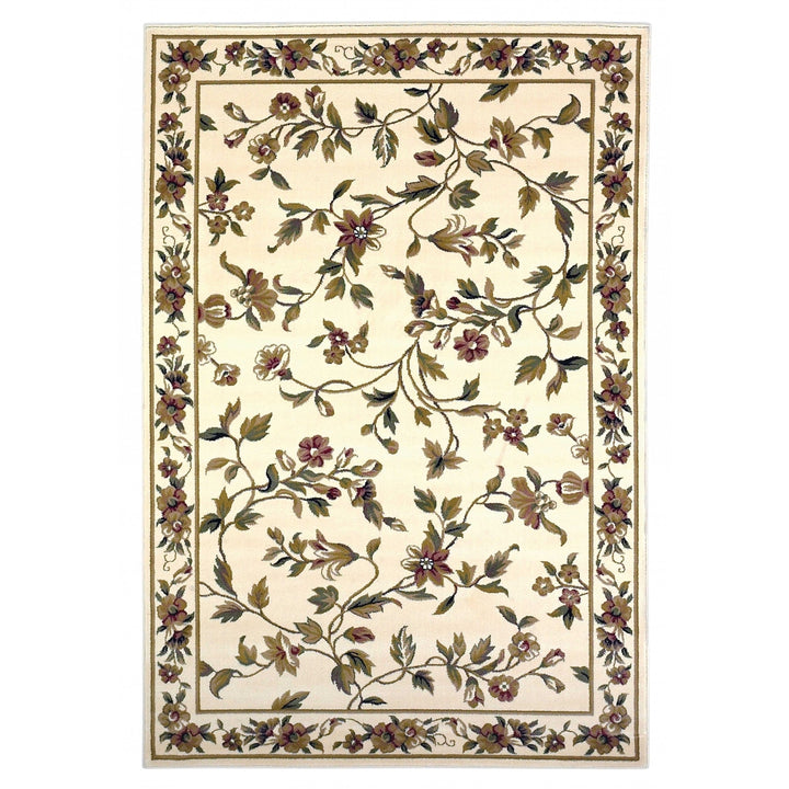 3X5 Ivory Machine Woven Floral Vines Indoor Area Rug Image 8