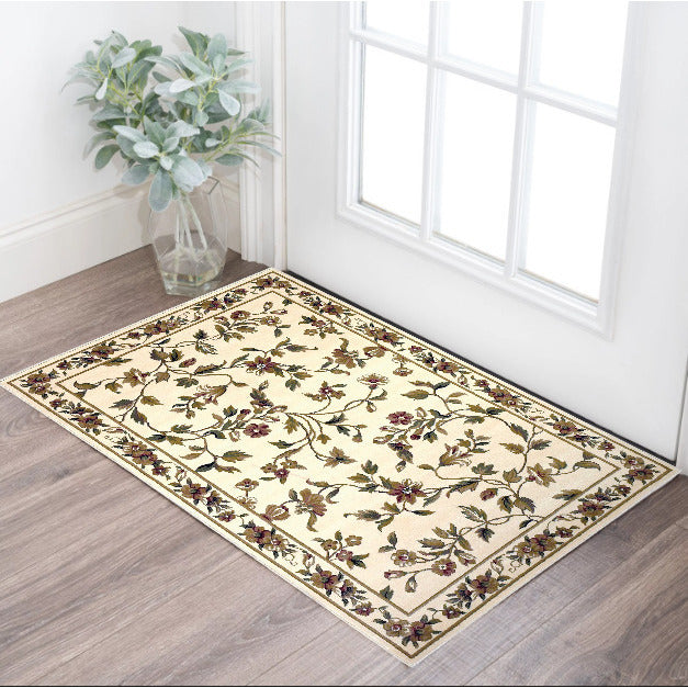 3X5 Ivory Machine Woven Floral Vines Indoor Area Rug Image 9