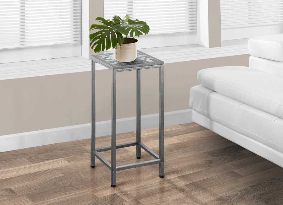 28" Gray Tile Square End Table Image 1