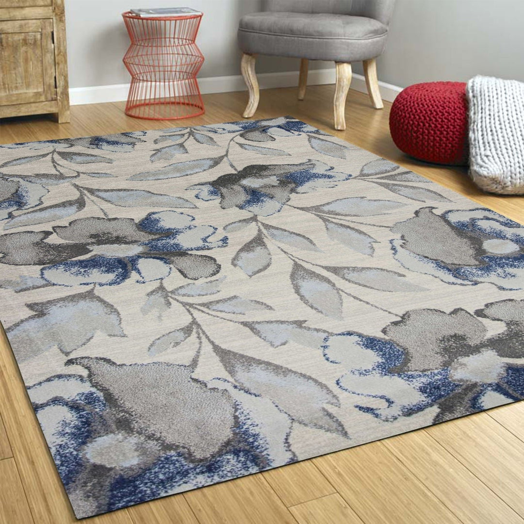 3 X 5 Blue and Gray Floral Vines Area Rug Image 2