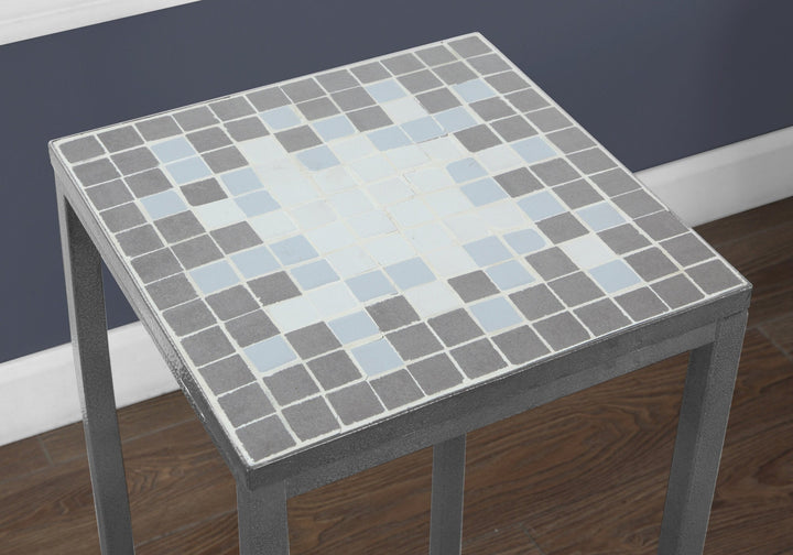 28" Gray Tile Square End Table Image 3