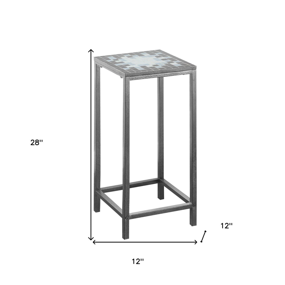 28" Gray Tile Square End Table Image 4