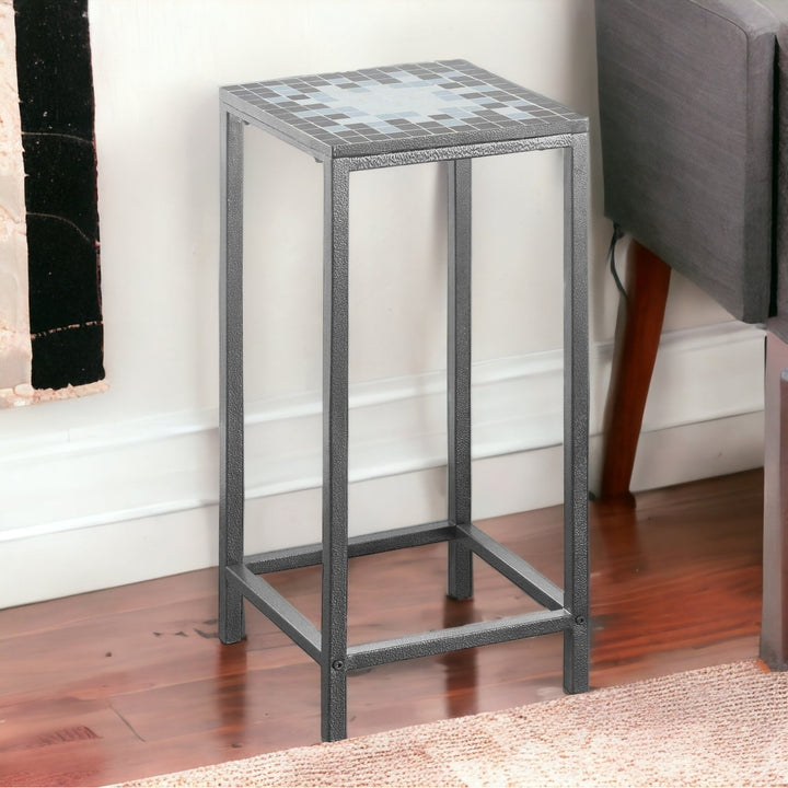 28" Gray Tile Square End Table Image 5