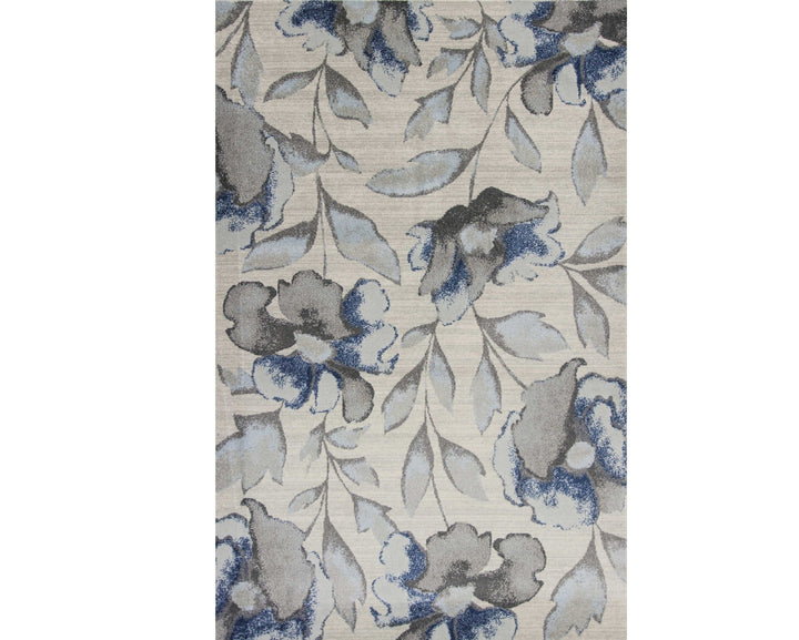 3 X 5 Blue and Gray Floral Vines Area Rug Image 3