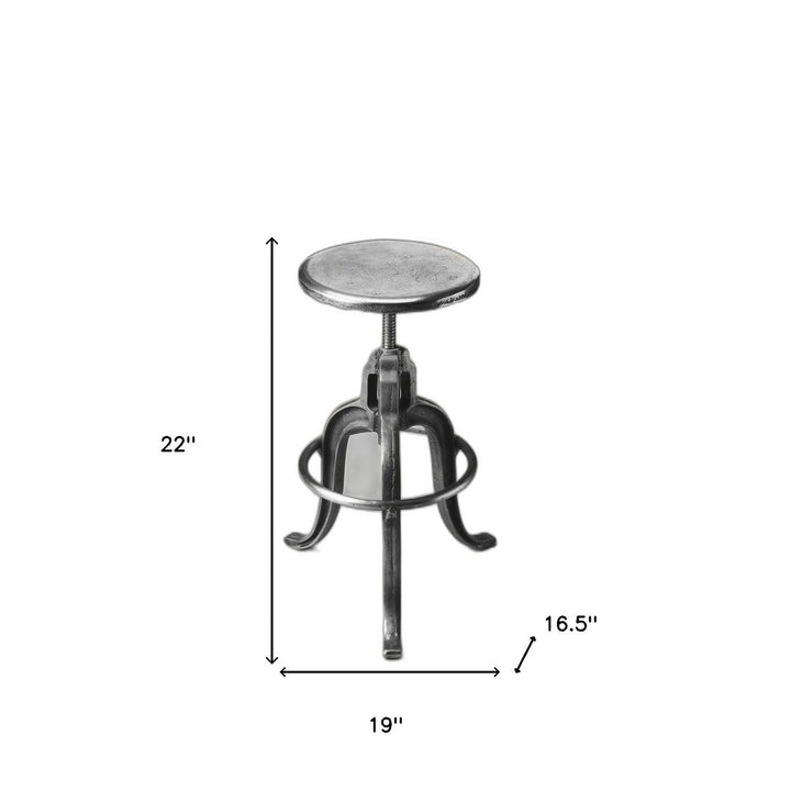 28" Silver Iron Swivel Backless Bar Chair Image 7