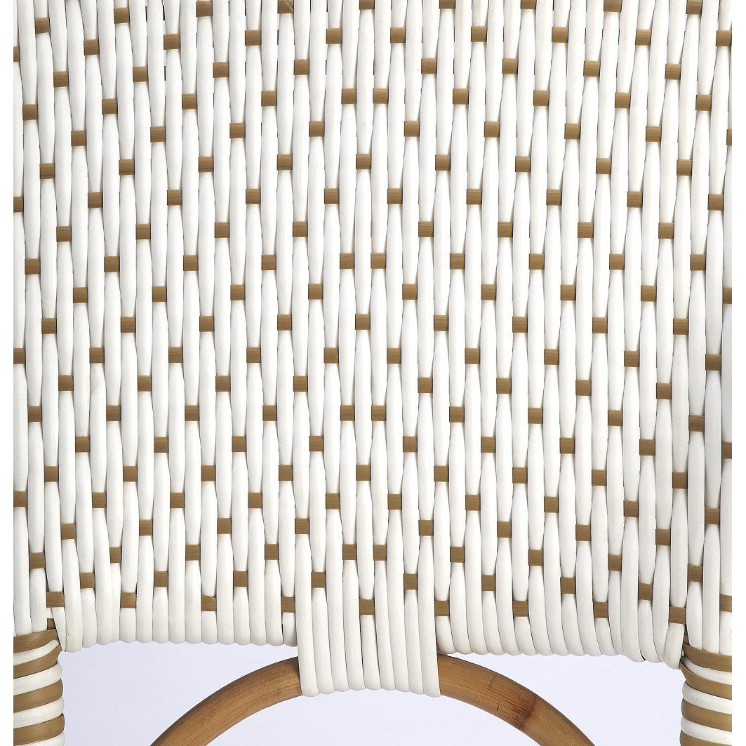 28" White And Natural Rattan Bar Chair Image 6