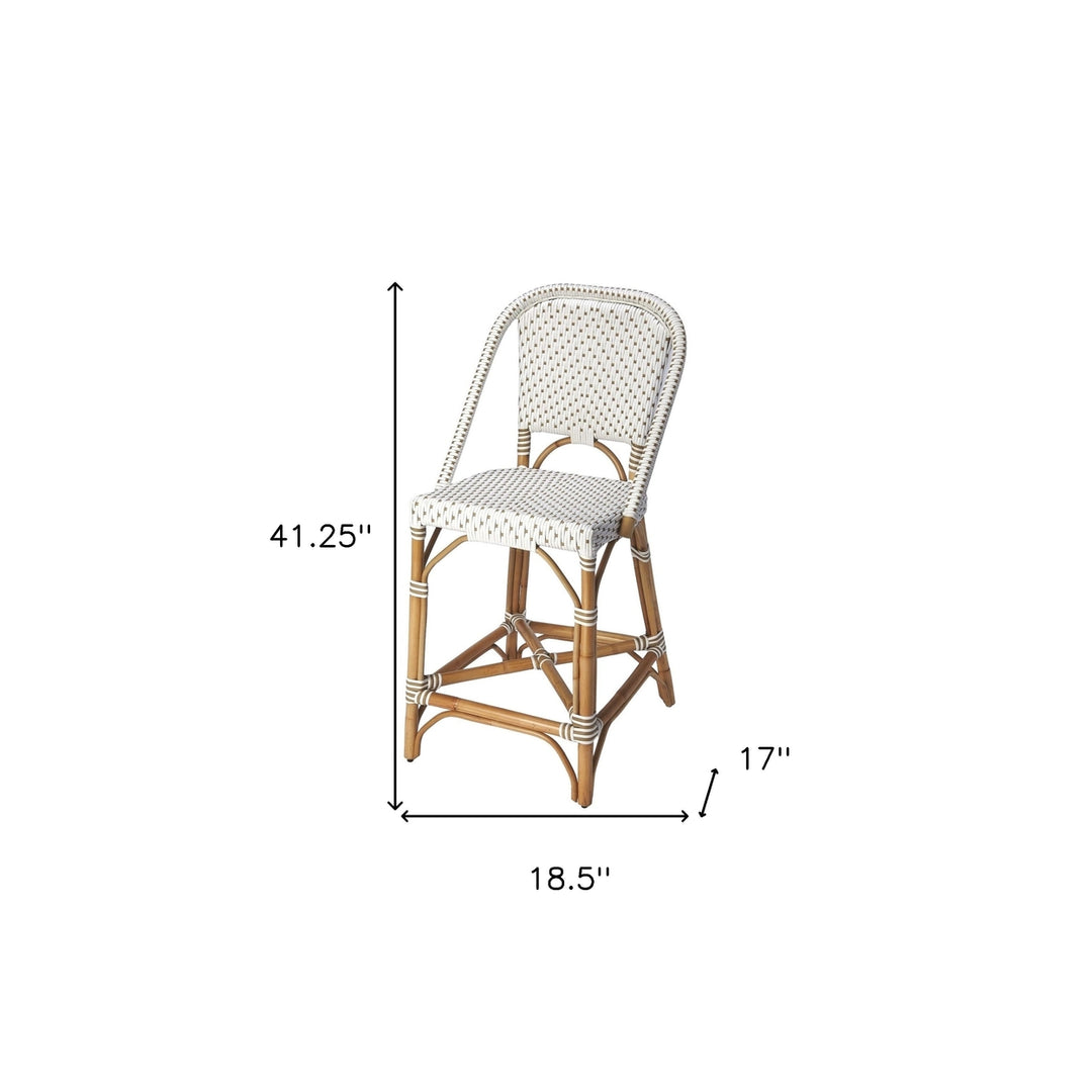 28" White And Natural Rattan Bar Chair Image 8