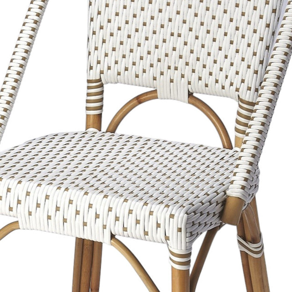 28" White And Natural Rattan Bar Chair Image 9