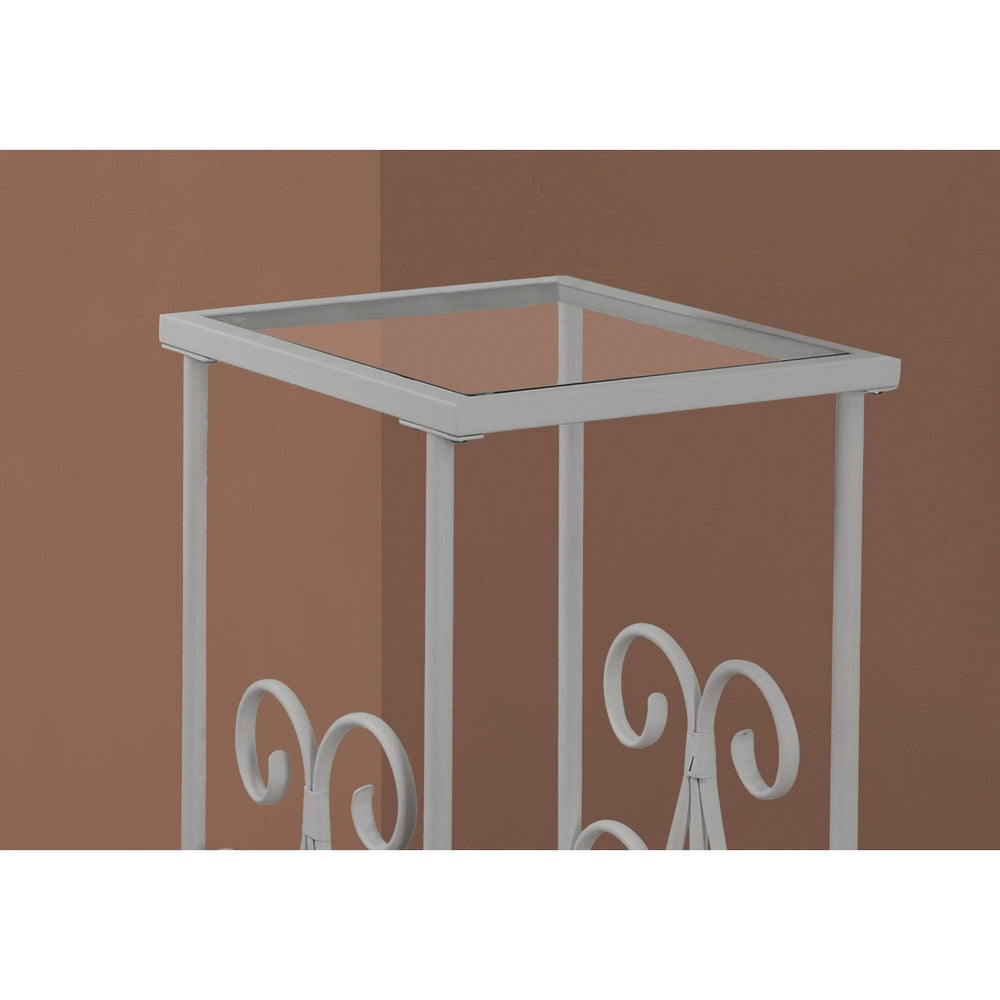 30" Silver And Clear Glass Square End Table With Shelf Image 2