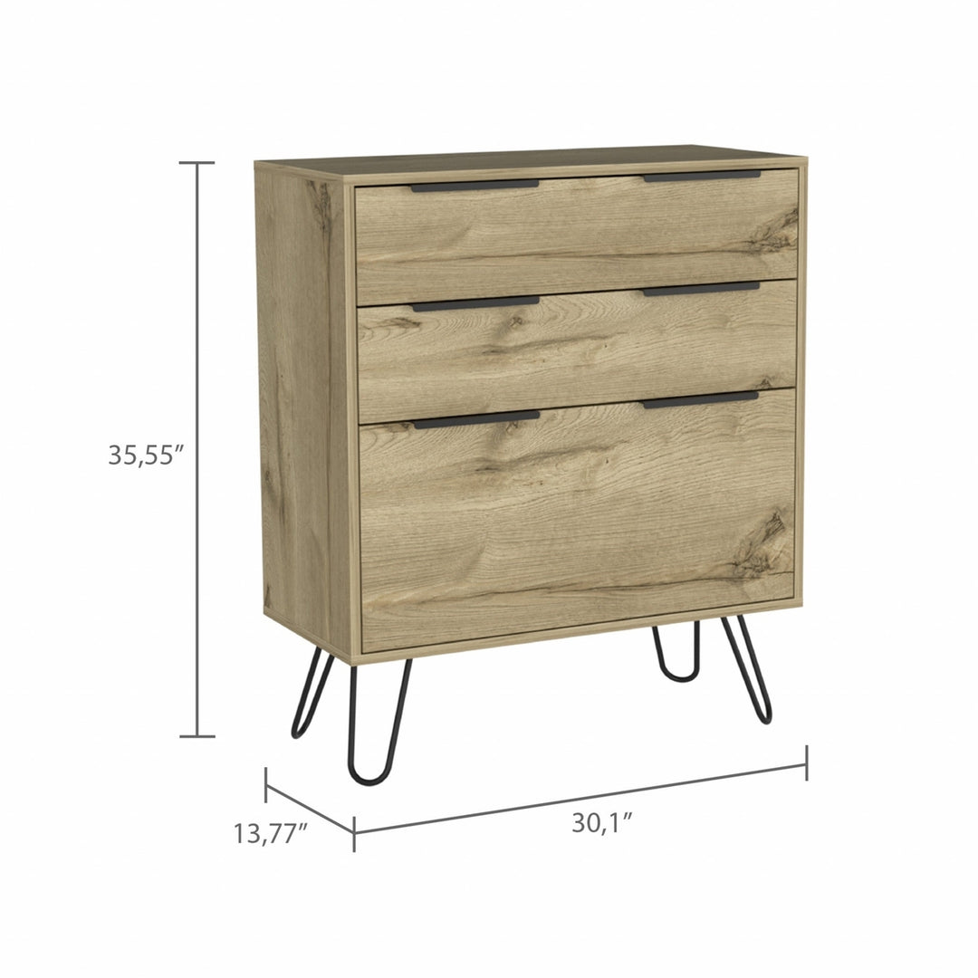 30" Light Oak Manufactured Wood Three Drawer Dresser Image 3