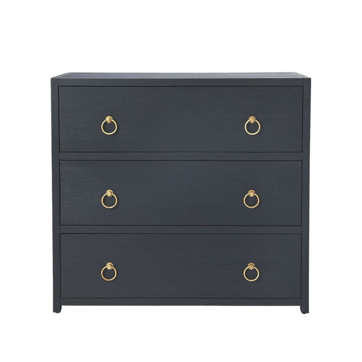 34" Navy Blue Three Drawer Standard Chest Image 1