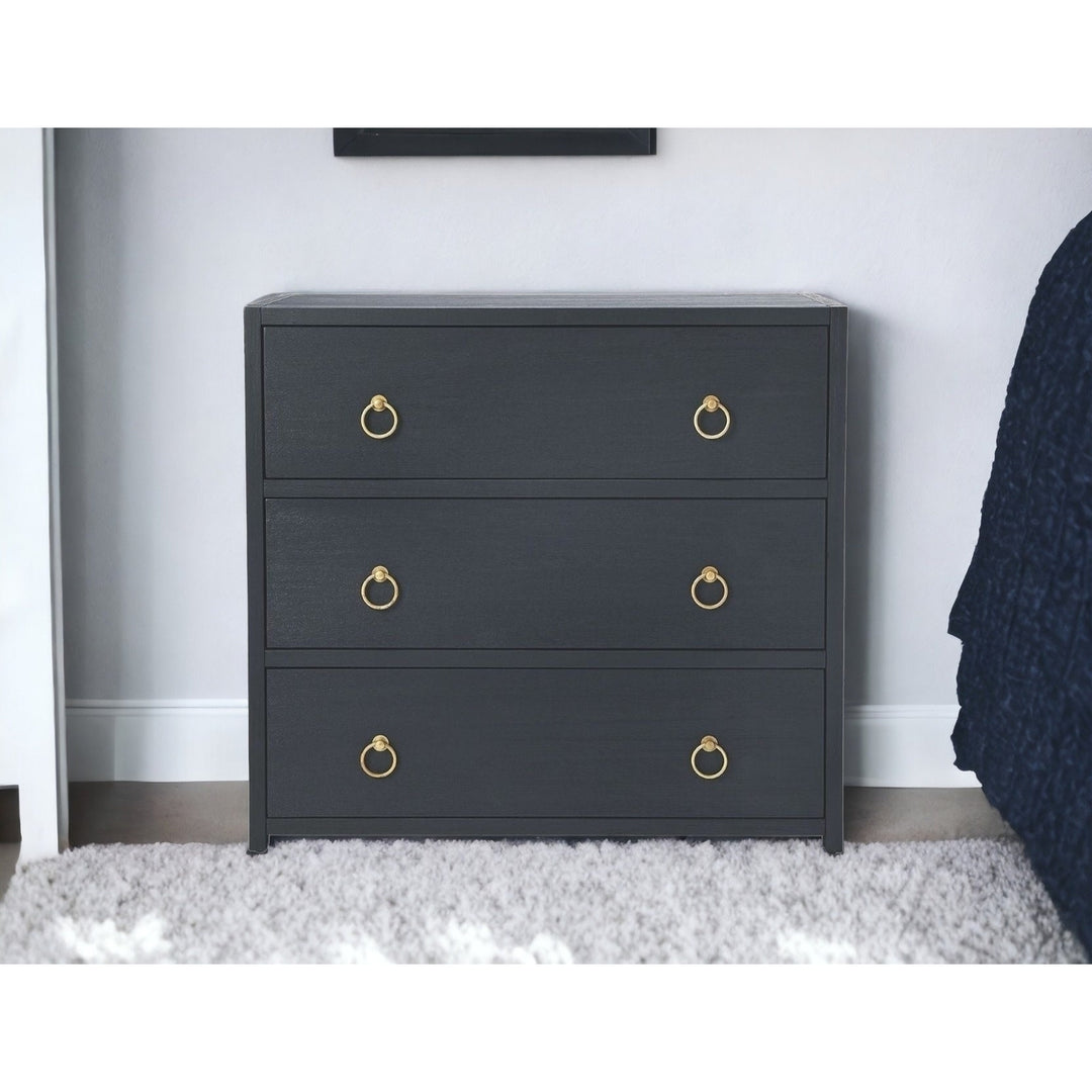 34" Navy Blue Three Drawer Standard Chest Image 2