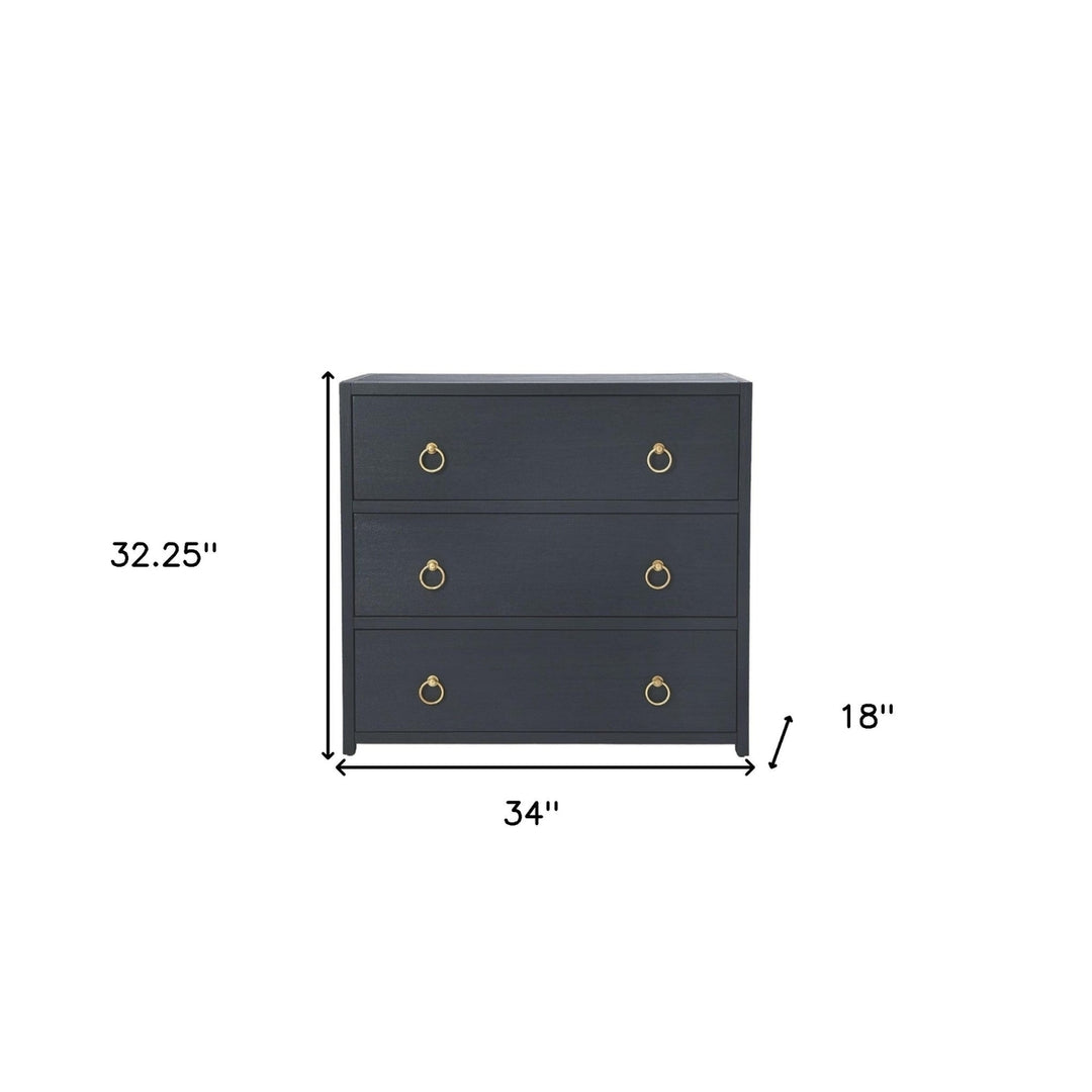 34" Navy Blue Three Drawer Standard Chest Image 3