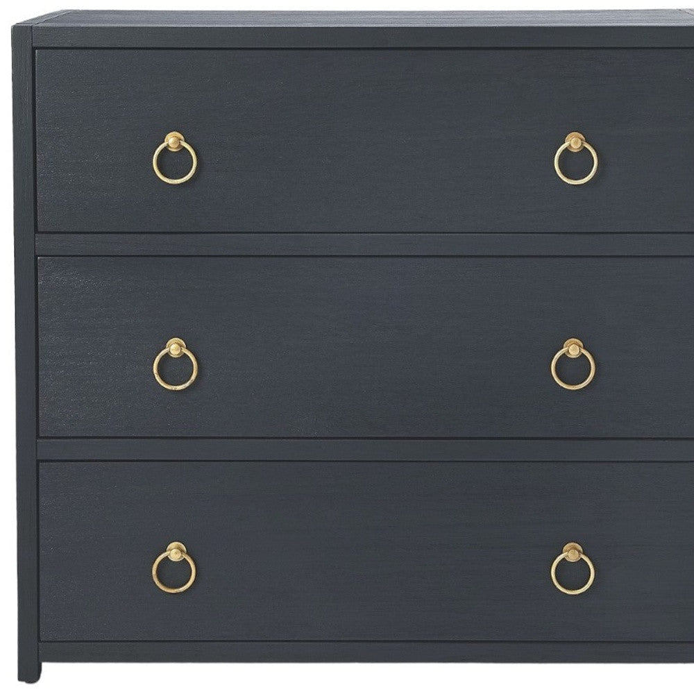 34" Navy Blue Three Drawer Standard Chest Image 4