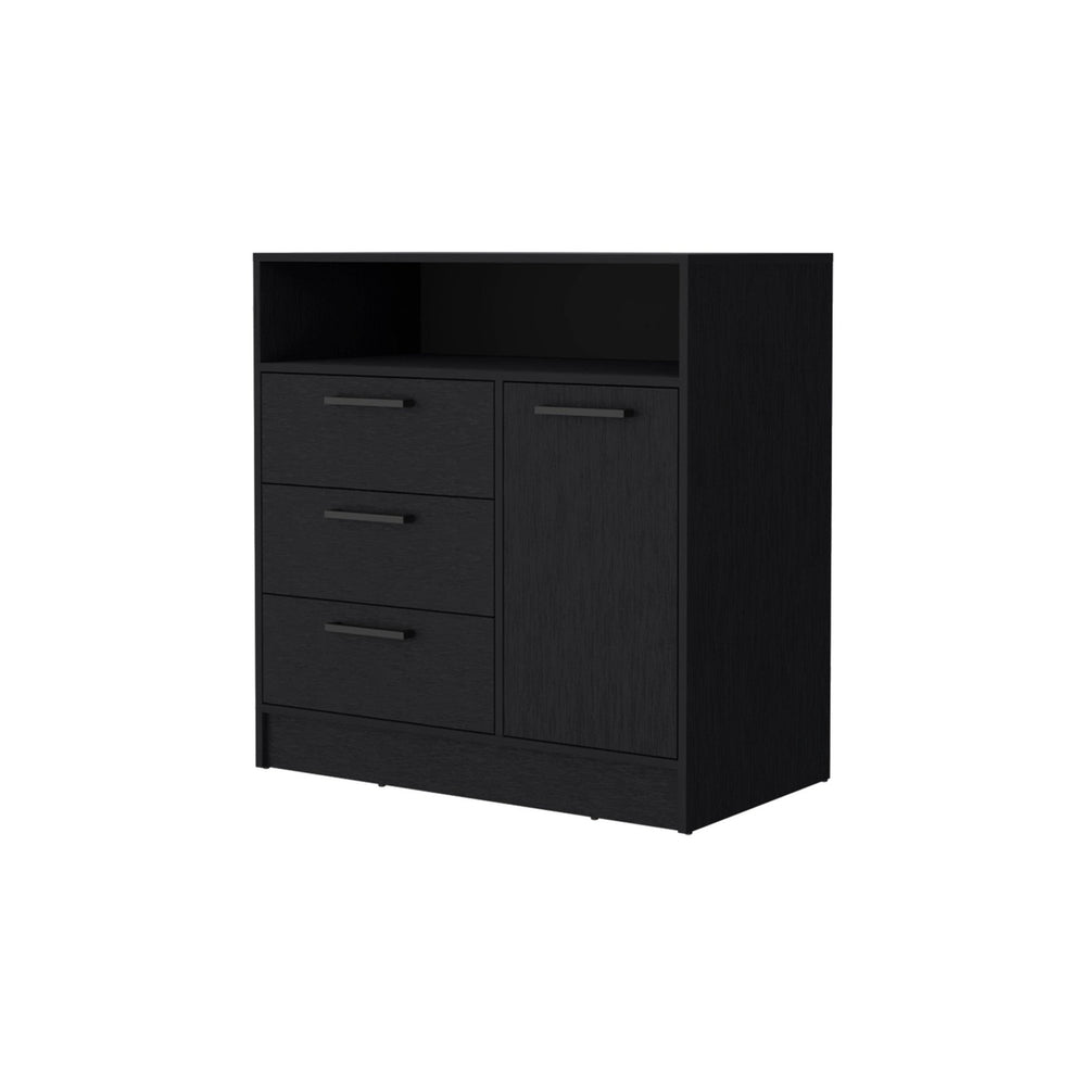 35" Black Three Drawer Dresser Image 2