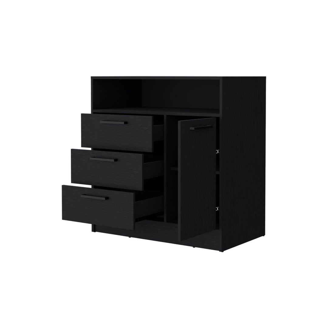 35" Black Three Drawer Dresser Image 4