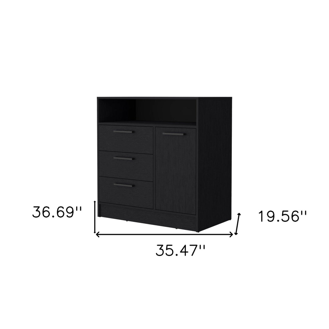 35" Black Three Drawer Dresser Image 6