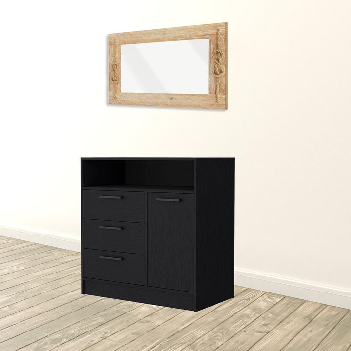 35" Black Three Drawer Dresser Image 7