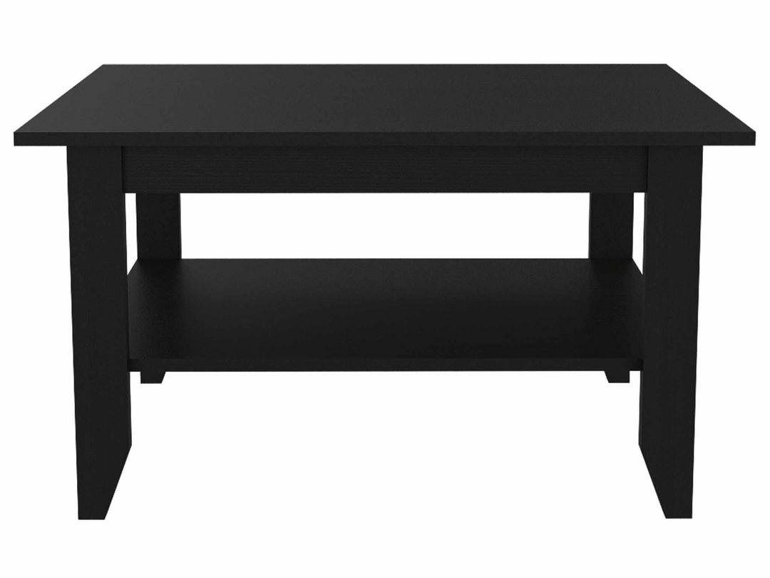 32" Black Coffee Table With Shelf Image 2