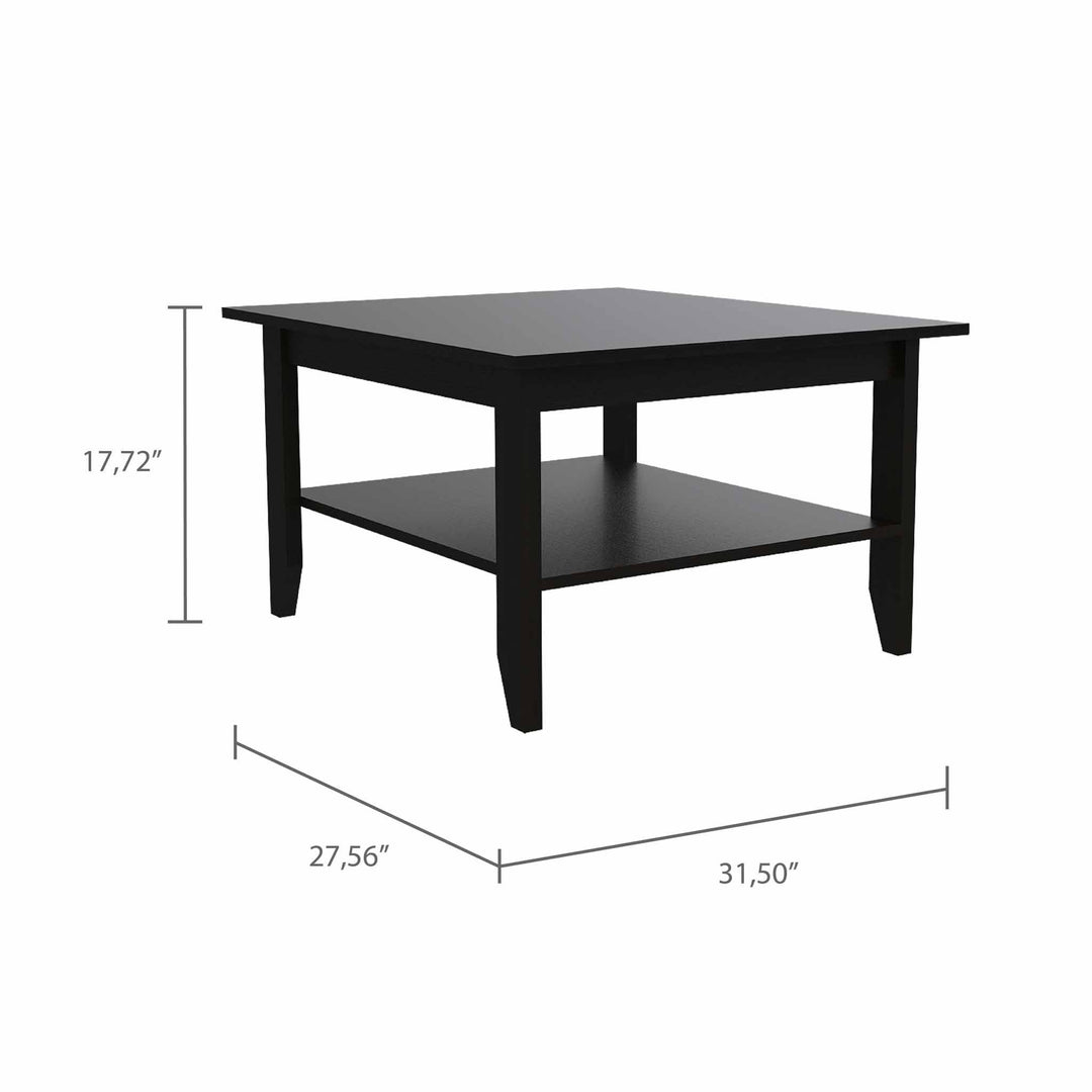 32" Black Coffee Table With Shelf Image 3