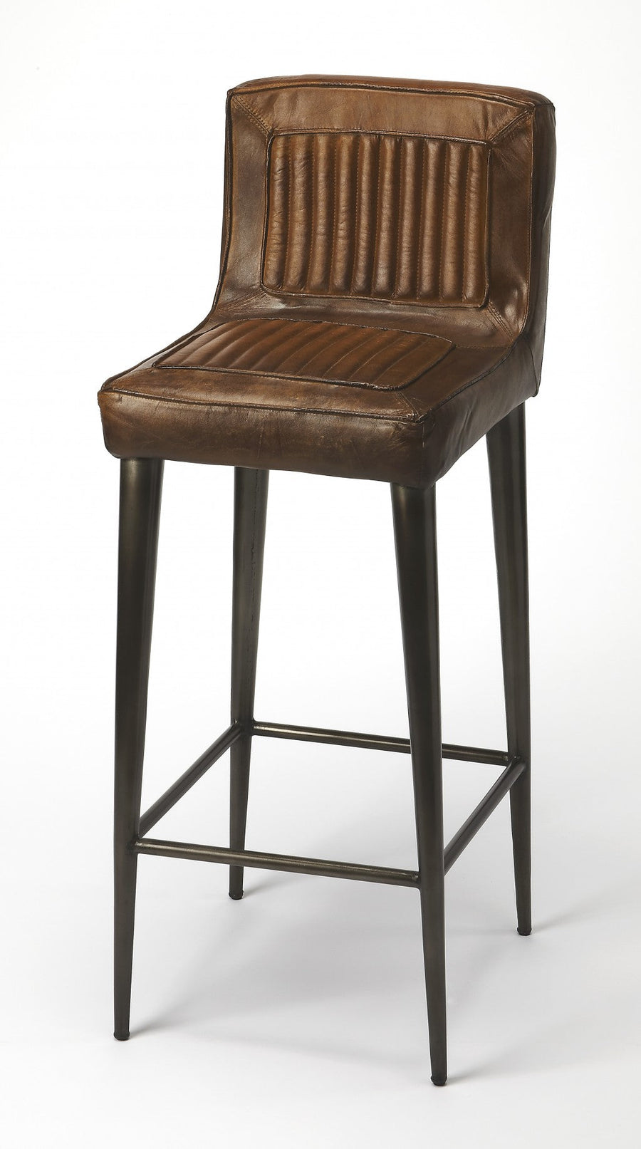 32" Brown And Black Iron Bar Chair Image 1