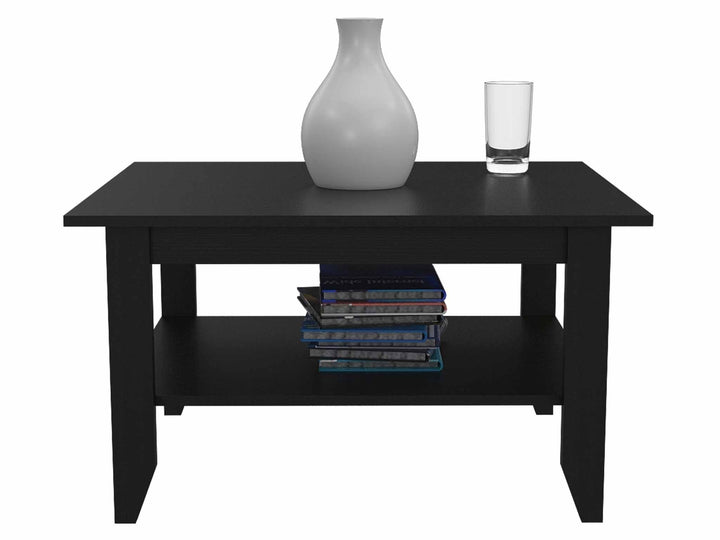 32" Black Coffee Table With Shelf Image 5