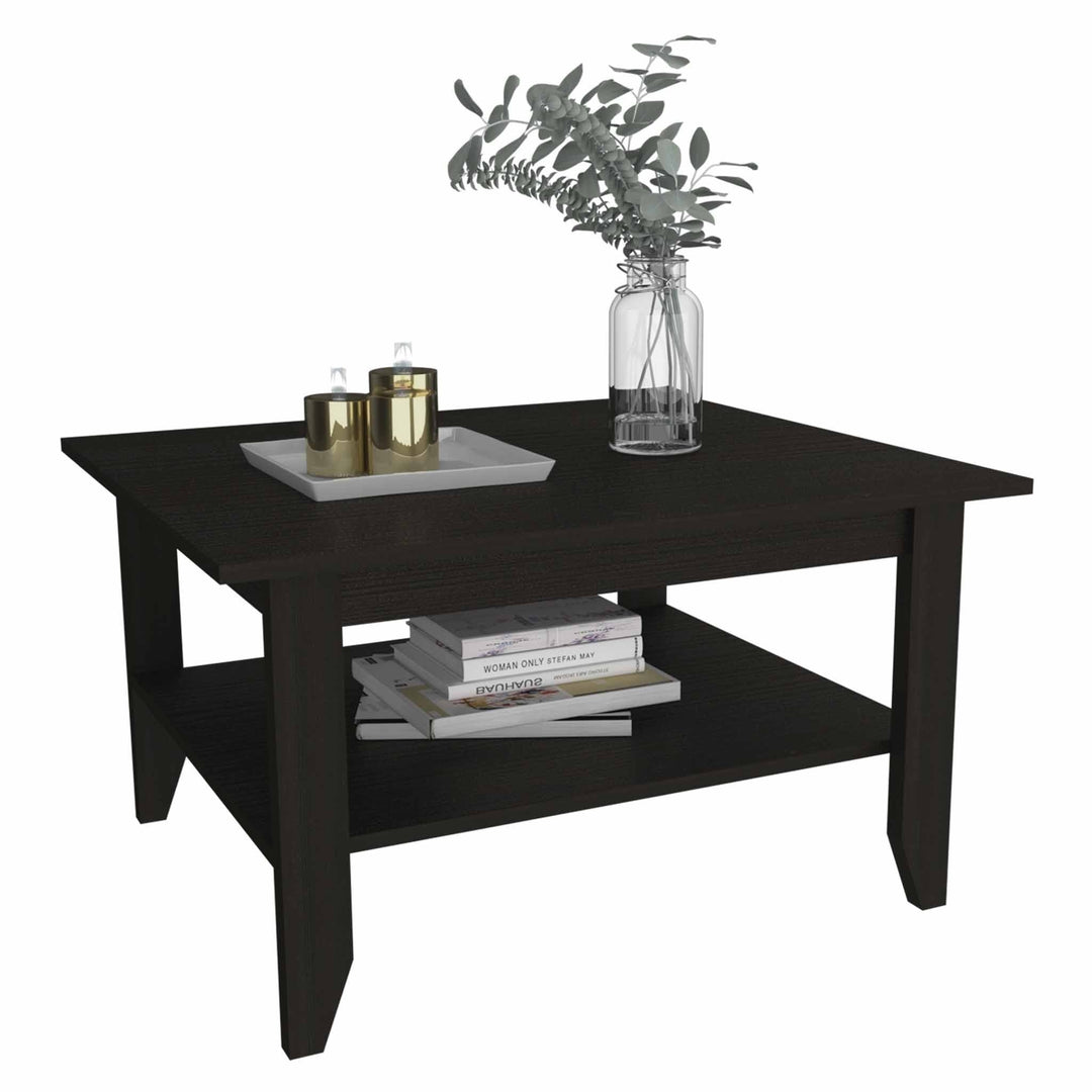 32" Black Coffee Table With Shelf Image 6