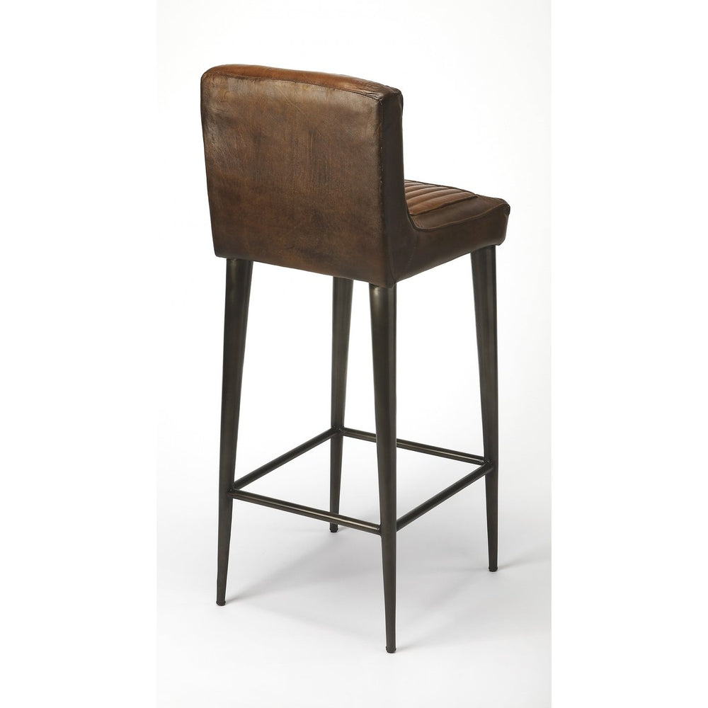 32" Brown And Black Iron Bar Chair Image 2