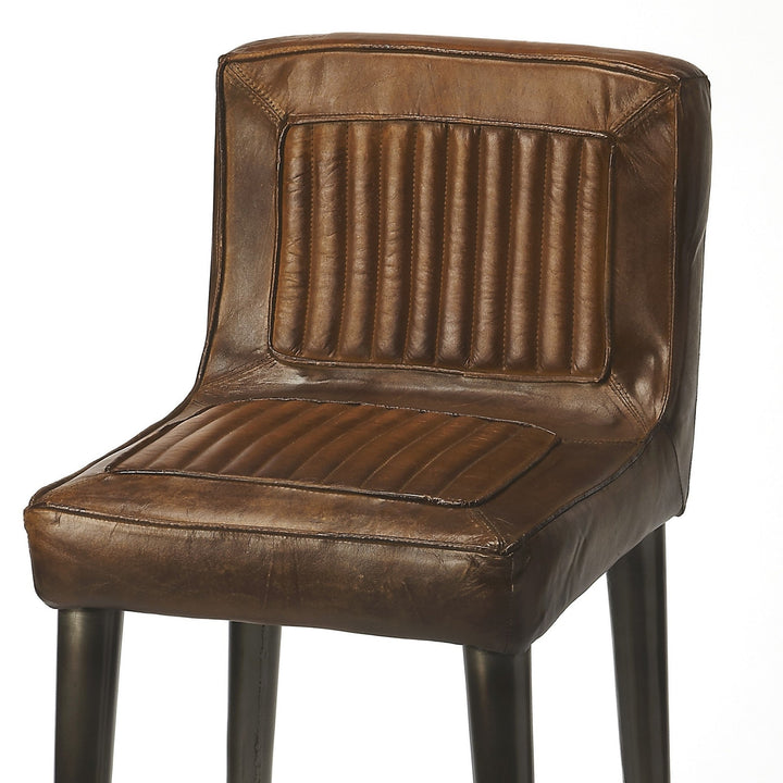 32" Brown And Black Iron Bar Chair Image 3