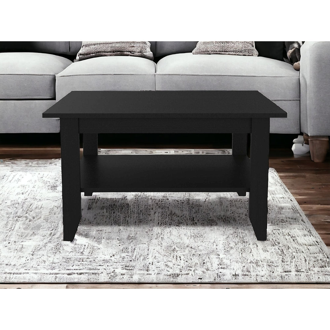 32" Black Coffee Table With Shelf Image 7