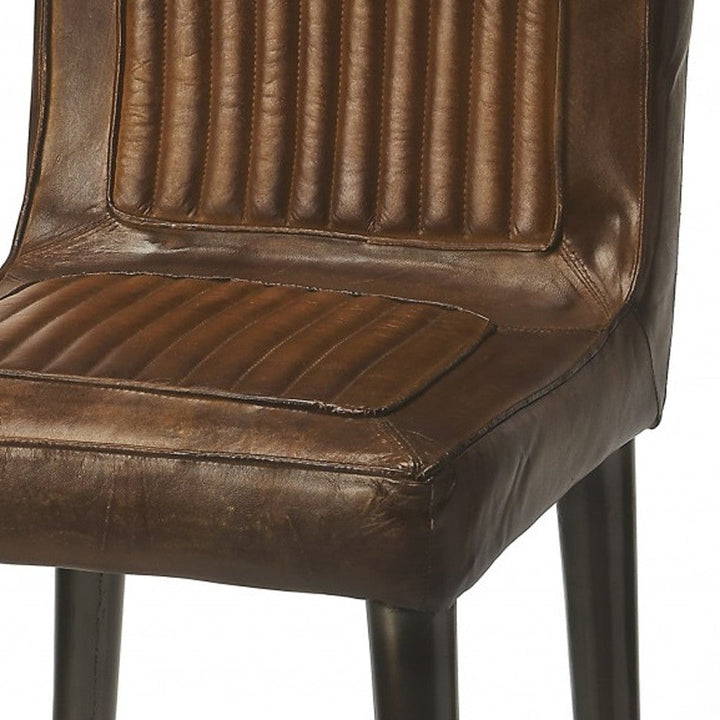 32" Brown And Black Iron Bar Chair Image 7