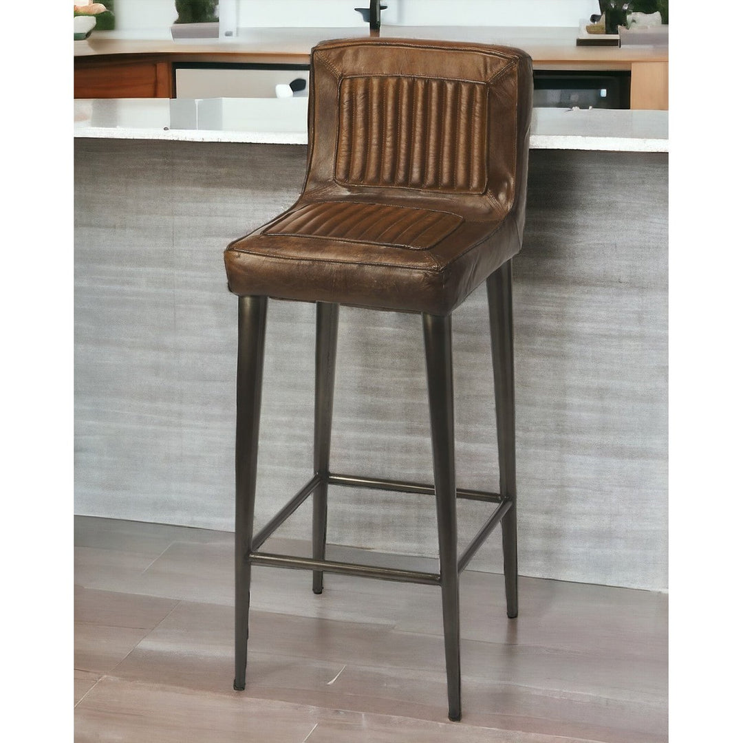 32" Brown And Black Iron Bar Chair Image 9