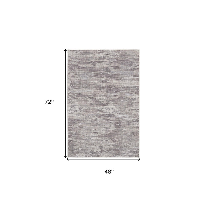 4 X 6 Tan Taupe And Gray Abstract Power Loom Distressed Stain Resistant Area Rug Image 2